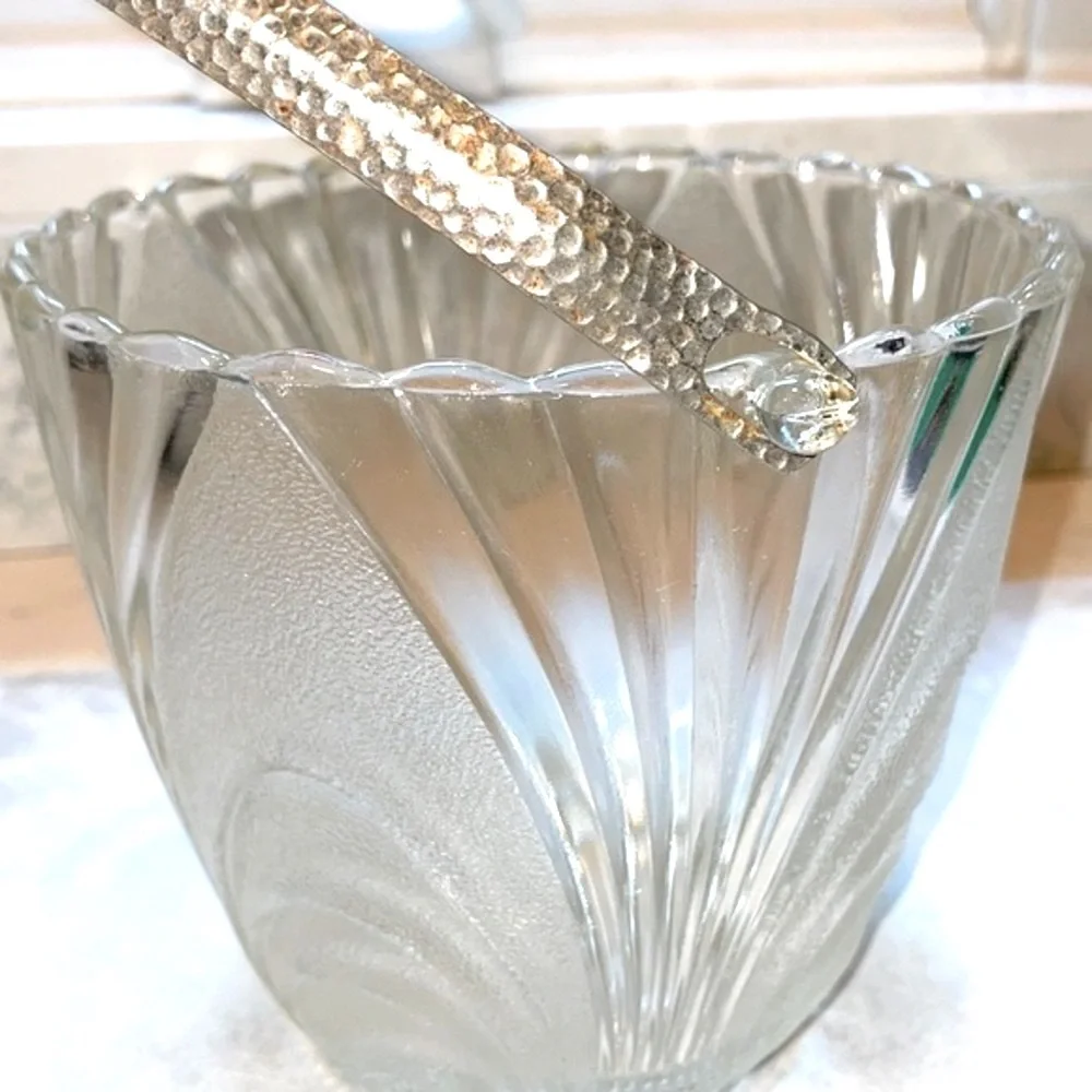 Frosted Crystal Ice Bucket Vintage Cambridge Glass Co. Caprice Circa 1940-1950